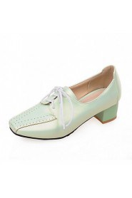 Women's Shoes Leatherette Chunky Heel Heels Heels Outdoor / Office & Career / Casual Blue / Green / Pink / White / Gray