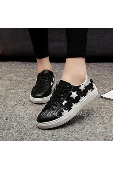 Women's Shoes Leatherette Flat Heel Comfort Fashion Sneakers Outdoor / Casual / Athletic Black / White / Silver