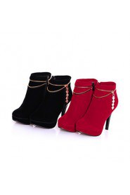 Women's Shoes Faux Stiletto Heel Fashion Boots/Round Toe Boots Dress/Casual Black/Red