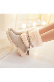 Women's Shoes Round Toe Chunky Heel Mid-Calf Boots with Fur More Colors available