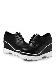 Women's Shoes Leatherette Wedge Heel Creepers Fashion Sneakers Outdoor / Casual Black / White
