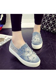 Women's Shoes Denim Flat Heel Comfort Loafers Outdoor / Athletic / Casual Blue