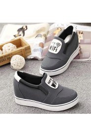 Women's Shoes Canvas Wedge Heel Wedges Loafers Outdoor / Casual Black / Red / Gray