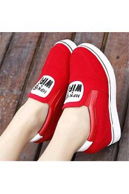 Women's Shoes Canvas Wedge Heel Wedges Loafers Outdoor / Casual Black / Red / Gray