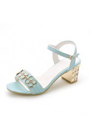 Women's Shoes Leatherette Chunky Heel Heels Sandals Wedding / Party & Evening / Dress / Casual Blue / Pink