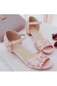 Women's Shoes Chunky Heel Peep Toe / Open Toe Sandals Party & Evening / Dress / Casual Pink / Purple / White