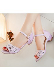 Women's Shoes Chunky Heel Peep Toe / Open Toe Sandals Party & Evening / Dress / Casual Pink / Purple / White