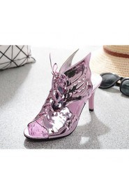 Women's Shoes Leatherette Stiletto Heel Heels / Peep Toe Sandals / Heels Outdoor / Office & Career / Casual Purple