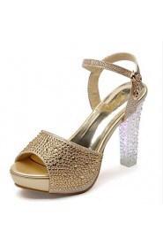 Women's Shoes Glitter Chunky Heel Heels / Platform Sandals Wedding / Party & Evening / Dress Blue / Silver / Gold
