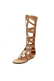 Women's Shoes Denim Wedge Heel Wedges / Open Toe Sandals Outdoor / Casual Black / Gold