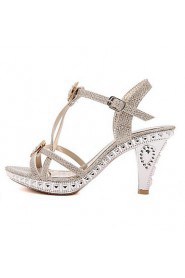 Women's Shoes Cone Heel Open Toe Sandals Dress Silver / Gold