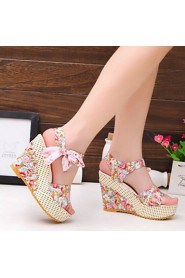 Fashion Women's Shoes Fabric Platform Heels/Peep Toe Sandals Office & Career/Dress/Casual Multicolor