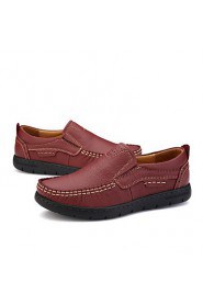 Women's Shoes PU Flat Heel Comfort Oxfords Casual Black / Burgundy
