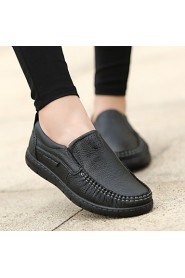 Women's Shoes PU Flat Heel Comfort Oxfords Casual Black / Burgundy
