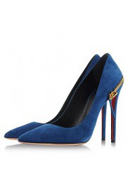 Women's Shoes Fleece Stiletto Heel Heels / Pointed Toe Heels Party & Evening / Dress / Casual Blue