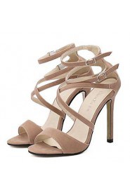 Women's Shoes Fleece Stiletto Heel Heels Sandals Party & Evening Black / Almond