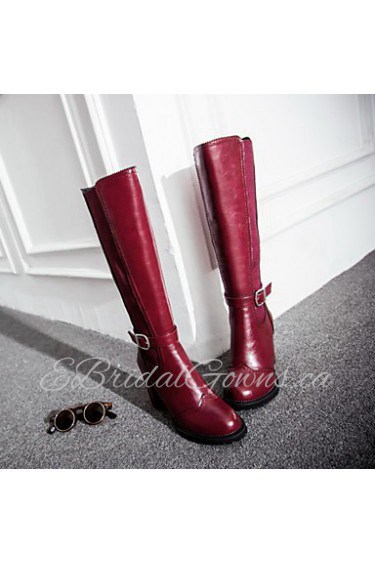 Women's Shoes Chunky Heel Fashion Boots/Round Toe/Knee Hige Boots Dress/Casual Black/Brown/Burgundy