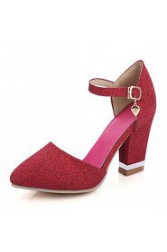 Women's Shoes Leatherette Chunky Heel Heels Heels Wedding / Office & Career / Dress Purple / Red / Gold