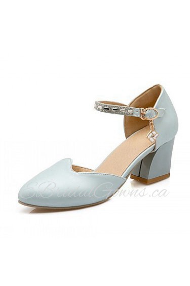 Women's Shoes Leatherette Chunky Heel Heels Heels Wedding / Office & Career / Party & Evening Blue / Pink / White