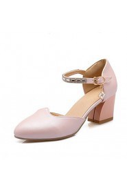 Women's Shoes Leatherette Chunky Heel Heels Heels Wedding / Office & Career / Party & Evening Blue / Pink / White