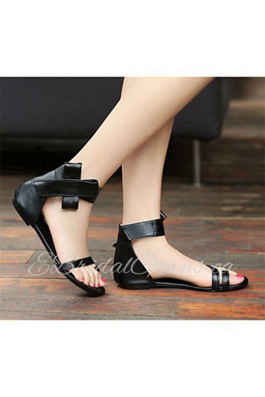 Women's Shoes Heel Toe Ring Sandals Outdoor / Dress / Casual Black / White