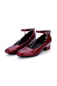 Women's Shoes Patent Leather Chunky Heel Heels / Square Toe Heels Casual Black / White / Almond / Burgundy