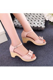 Women's Shoes Leatherette Chunky Heel Heels / Peep Toe / Platform Sandals Office & Career / Dress / Casual Blue / Pink