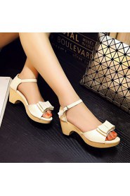 Women's Shoes Leatherette Chunky Heel Heels / Peep Toe / Platform Sandals Office & Career / Dress / Casual Blue / Pink