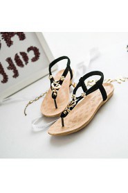 Women's Shoes Leatherette Flat Heel Comfort Sandals Casual Black / White