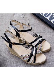 Women's Shoes Synthetic Platform Wedges / Mary Jane Sandals Dress / Casual Black / Blue / Beige