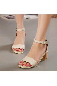 Women's Shoes Leatherette Chunky Heel Heels Sandals Outdoor / Casual Pink / Beige