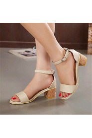 Women's Shoes Leatherette Chunky Heel Heels Sandals Outdoor / Casual Pink / Beige