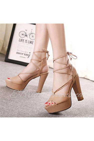 Women's Shoes Leatherette Stiletto Heel Heels Sandals Party & Evening Black / Almond