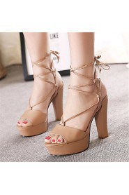 Women's Shoes Leatherette Stiletto Heel Heels Sandals Party & Evening Black / Almond
