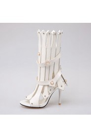 Women's Shoes Heel Heels / Peep Toe Sandals / Heels Party & Evening / Dress / Casual Black / White