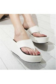 Women's Shoes Wedge Heel Flip Flops Sandals Casual Black/White