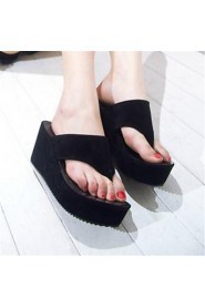 Women's Shoes Wedge Heel Flip Flops Sandals Casual Black/White