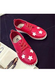 Women's Shoes Leatherette Flat Heel Comfort Fashion Sneakers Outdoor / Athletic Black / Red / White