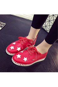 Women's Shoes Leatherette Flat Heel Comfort Fashion Sneakers Outdoor / Athletic Black / Red / White