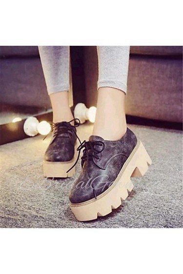 Women's Shoes Leatherette Platform Creepers Fashion Sneakers Outdoor / Casual Black / Brown