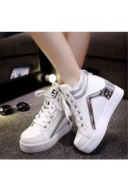 Women's Shoes Leatherette Wedge Heel Wedges Fashion Sneakers Outdoor / Casual Black / White