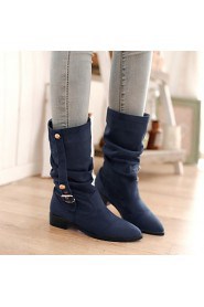 Women's Shoes Fleece / Leatherette Low Heel Fashion Boots Boots Office & Career / Dress / Casual Black / Blue /