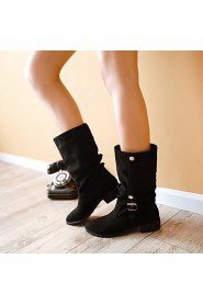 Women's Shoes Fleece / Leatherette Low Heel Fashion Boots Boots Office & Career / Dress / Casual Black / Blue /