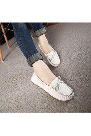Women's Shoes Leather Flat Heel Comfort/Closed Toe Flats Casual White