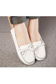 Women's Shoes Leather Flat Heel Comfort/Closed Toe Flats Casual White