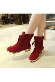 Women's Shoes Fleece Chunky Heel Fashion Boots/Round Toe Boots Dress/Casual Black/Red/Beige