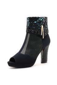 Women's Shoes Leatherette Cone Heel Heels Sandals Wedding / Party & Evening / Dress Black / Navy