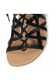 Women's Shoes Heel Peep Toe / Toe Ring Sandals Outdoor / Dress Black / Almond