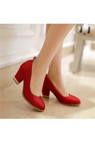 Women's Shoes Synthetic Chunky Heel Heels/Basic Pump Pumps/Heels Office & Career/Dress/Casual Red/Silver/Gold
