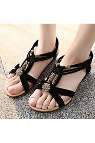 Women's Shoes Faux Leather Flat Heel Flip Flops Sandals Outdoor/Dress/Casual Black/Red/White